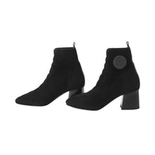 将图像加载到图库查看器中,HERMES Jenna Short Boots Black Knit Schnee Calf Leather Size 37