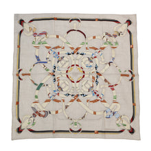 将图像加载到图库查看器中,HERMES APPL COUVERTURES ET TENUES Size 90 Mastic/Natural/Multicolor Cashmere70% Silk30%