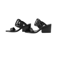 Load image into Gallery viewer, HERMES Lipari Sandals 70 Black Leather Size 38 1/2