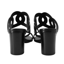Load image into Gallery viewer, HERMES Lipari Sandals 70 Black Leather Size 38 1/2