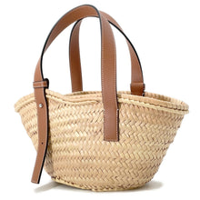 Load image into Gallery viewer, LOEWE Basket bag Natural/Brown327.02.S93 Raffia Leather Size Small