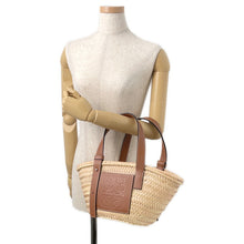 Load image into Gallery viewer, LOEWE Basket bag Natural/Brown327.02.S93 Raffia Leather Size Small