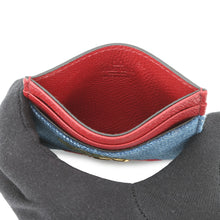 将图像加载到图库查看器中,Valentino Garavani V Logo Cherry Fick Embroidery Card Holder Blue/Red7W2P0AJ7BRJ Denim/Leather