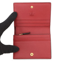 将图像加载到图库查看器中,Valentino Garavani V Logo Cherry Fick Embroidery Compact Wallet Blue/Red7W2P0AJ3BRJ Denim/Leather