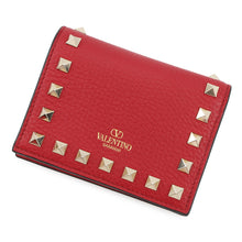 将图像加载到图库查看器中,Valentino Garavani Rock Studded Compact Wallet Red5W2P0P39VSH Leather