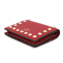 将图像加载到图库查看器中,Valentino Garavani Rock Studded Compact Wallet Red5W2P0P39VSH Leather