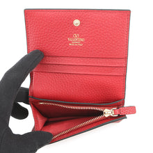将图像加载到图库查看器中,Valentino Garavani Rock Studded Compact Wallet Red5W2P0P39VSH Leather