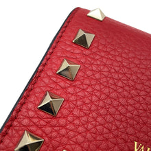 将图像加载到图库查看器中,Valentino Garavani Rock Studded Compact Wallet Red5W2P0P39VSH Leather