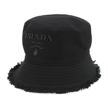 将图像加载到图库查看器中,PRADA Drill logo fringe bucket hat Size S Black1HC137 Cotton100%
