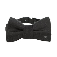 Load image into Gallery viewer, CHANEL CC Logo Ribbon Butterfly Tie Black Silk95% Polyamide2% MetalicFiber3%