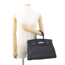 将图像加载到图库查看器中,HERMES Birkin Blue Indigo Togo Leather Size 35