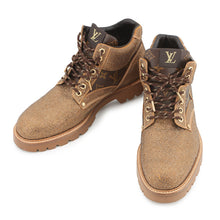 Load image into Gallery viewer, LOUIS VUITTON Oberkampf Line EncreBoots Brown/Gold Leather Rhinestone Size 10