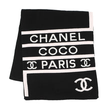 Load image into Gallery viewer, CHANEL CC Logo Large Scarf Black/White/Pink Cashmere100%
