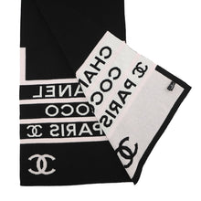 Load image into Gallery viewer, CHANEL CC Logo Large Scarf Black/White/Pink Cashmere100%