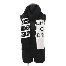 Load image into Gallery viewer, CHANEL CC Logo Large Scarf Black/White/Pink Cashmere100%