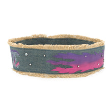 将图像加载到图库查看器中,CHANEL CC Logo denim belt Blue Cotton Rhinestone