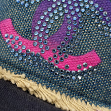 将图像加载到图库查看器中,CHANEL CC Logo denim belt Blue Cotton Rhinestone