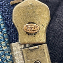 将图像加载到图库查看器中,CHANEL CC Logo denim belt Blue Cotton Rhinestone