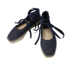 Load image into Gallery viewer, HERMES Guapa Espadrilles Chaine d'Ancre Navy Canvas Size 35
