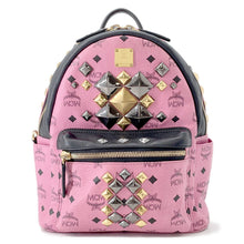 Load image into Gallery viewer, MCM Visetos Starkblock Studded Backpack Pink/BlackMMK5SVE52PK001 Leather Size Mini