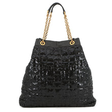 Load image into Gallery viewer, DOLCE&GABBANA ChainShoulder Tote Black Sequins Leather
