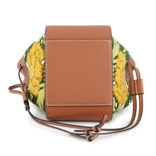 将图像加载到图库查看器中,LOEWE Drawstring Hammock Flora Tan/Multicolor303.30.V07 Calf Leather Canvas Size Mini