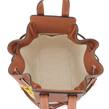 将图像加载到图库查看器中,LOEWE Drawstring Hammock Flora Tan/Multicolor303.30.V07 Calf Leather Canvas Size Mini