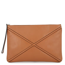将图像加载到图库查看器中,LOEWE Cross Line Clutch Bag Brown Leather