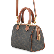 Load image into Gallery viewer, CELINE Triomphe Boston 2-Way Handbag Tan197582 PVC Leather Size Small