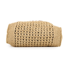 Load image into Gallery viewer, MIUMIU Crochet Fabric Tote Natural/Cognac5BA283 Raffia Leather