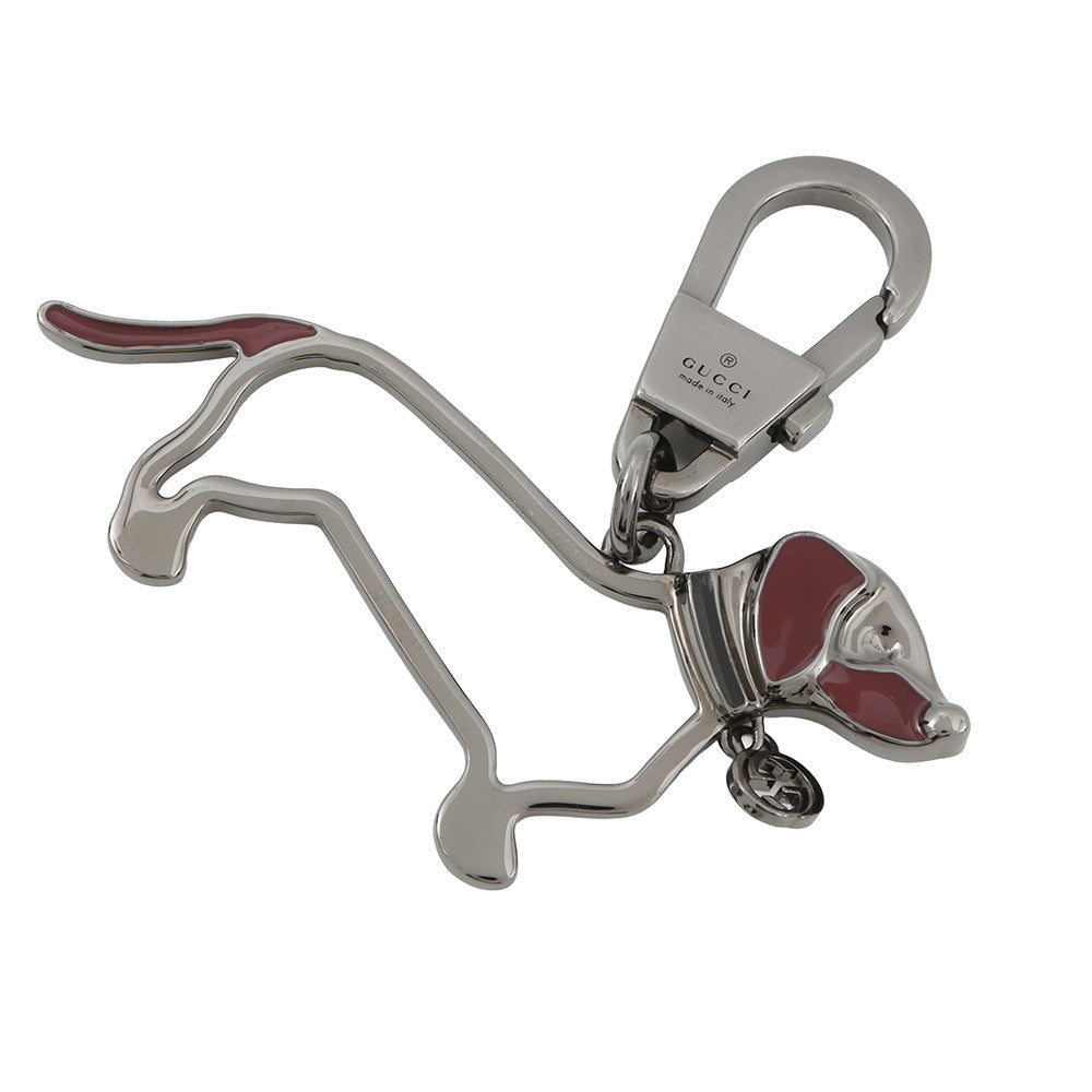 GUCCI Interlocking G Dog Key Chain Black/Red817294 Metal– GALLERY