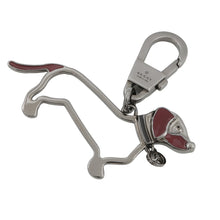 Load image into Gallery viewer, GUCCI Interlocking G Dog Key Chain Black/Red817294 Metal
