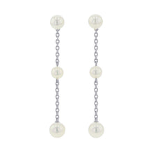 将图像加载到图库查看器中,MIKIMOTO Pearl Chain Earrings 18K White Gold