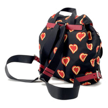 将图像加载到图库查看器中,PRADA Heart Pattern Backpack Black/Red1BZ006 Nylon