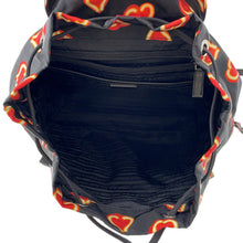 将图像加载到图库查看器中,PRADA Heart Pattern Backpack Black/Red1BZ006 Nylon