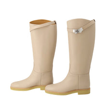 Load image into Gallery viewer, HERMES Faustin long boots Beige Leather Size 37