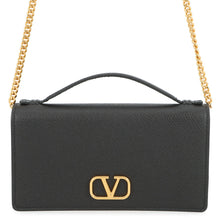 将图像加载到图库查看器中,Valentino Garavani V Logo Signature Chain Wallet Black7W0P0W42SNP Calf Leather