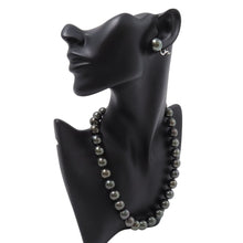 Load image into Gallery viewer, TASAKI Black Pearl Gradation Necklace and Earring Set 18K White Gold