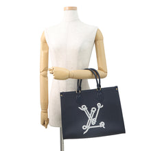 Load image into Gallery viewer, LOUIS VUITTON Onthego MM NavyM24834 Grained Calf Leather Sailor's Knot Nautical Size MM