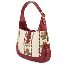 Load image into Gallery viewer, GUCCI Centennial Jackie 1961 Hobo Bag Ivory/Red636706 Canvas Leather Size Small