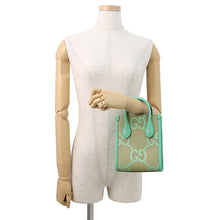 Load image into Gallery viewer, GUCCI Jumbo GG 2-Way Handbag Beige/Light Green671623 Canvas Leather