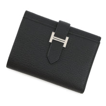 Load image into Gallery viewer, HERMES Bearn combine Black Chevre Myzore Goatskin