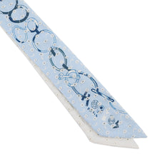 Load image into Gallery viewer, HERMES Twilly Do Re Boucles Broderie Anglaise Spring/Summer 2023 Blue/Blanc/Marine Silk100%