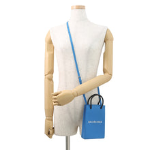 Load image into Gallery viewer, BALENCIAGA shopping phone holder Blue593826 Leather
