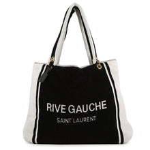 Load image into Gallery viewer, SAINT LAURENT PARIS Rive Gauche Towel Tote Bag White/Black735067 Cotton