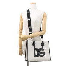 将图像加载到图库查看器中,DOLCE&GABBANA DG Logo 2-Way Tote Bag Ivory/BlackBM2012AY9968S469 Canvas Leather
