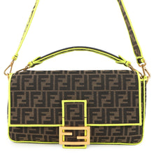 将图像加载到图库查看器中,FENDI Zucca Mamma Bucket 2-Way Shoulder Bag Brown/Neon Yellow8BR771 Canvas Size Large