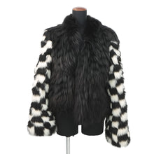 Load image into Gallery viewer, LOUIS VUITTON Damier Fox Intarsia Fur Jacket Size 38 White/Black1A5RDH Fox Raccoon
