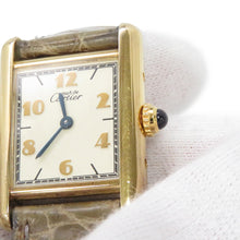将图像加载到图库查看器中,CARTIER Must Tank SM Vermeil H28mmxW20.5mm SV925 Gold Plated Ivory DialW1008354
