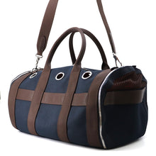 将图像加载到图库查看器中,HERMES Dog Carrier 2-Way Shoulder Bag Navy/Brown Canvas